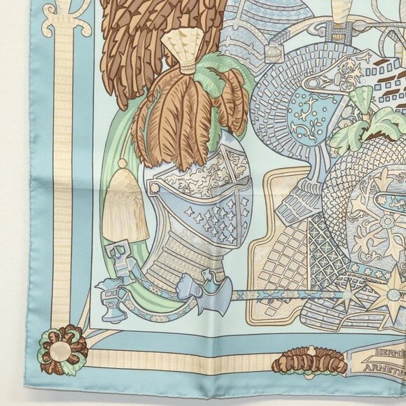 HERMES Carre 90 Scarf ""ARMETS PANACHE"" Silk Blue Auth 139211 - Picture 8 of 15